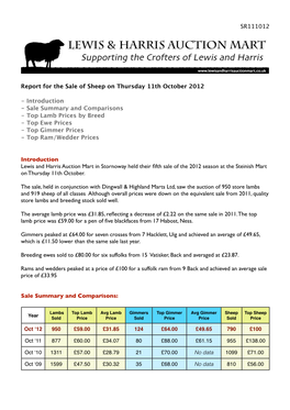 Sale Report 11Th Oct 12