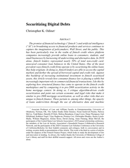 Securitizing Digital Debts