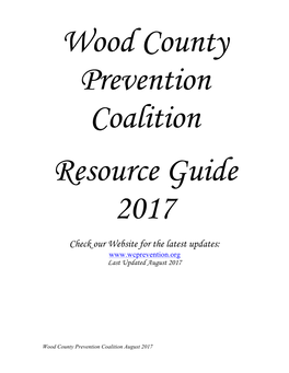 Wood County Prevention Coalition Resource Guide 2017