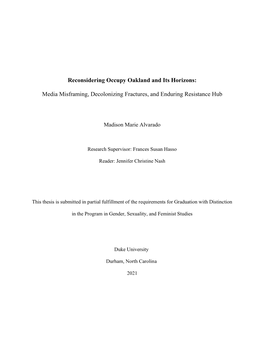 Reconsidering Occupy Oakland and Its Horizons