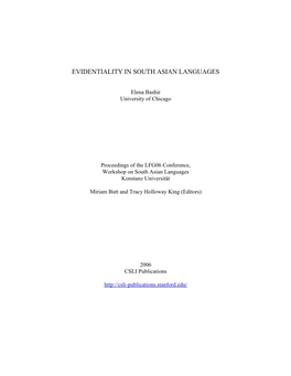 Evidentiality in South Asian Languages