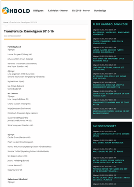 Transferliste: Dameligaen 2015-16 FLERE HÅNDBOLDNYHEDER