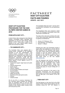 Host City Election Facts and Figures