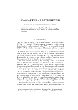 Grassmannians and Representations