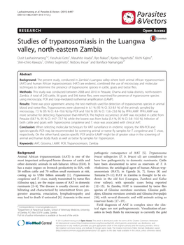 Studies of Trypanosomiasis in the Luangwa Valley, North-Eastern