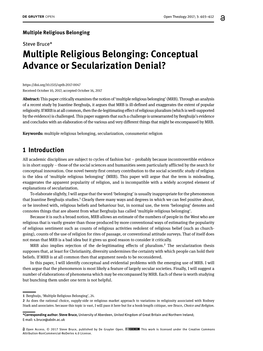 Multiple Religious Belonging