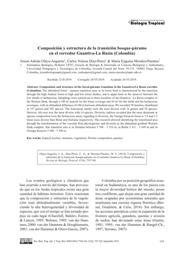 Composición Y Estructura De La Transición Bosque-Páramo En El Corredor Guantiva-La Rusia (Colombia)