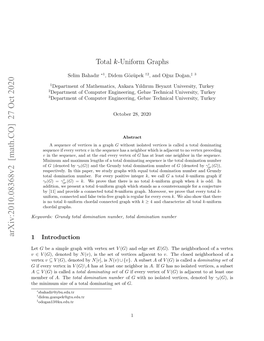 Total K-Uniform Graphs Are Indeed Total Domination Version of K-Uniform Graphs Introduced in [10]