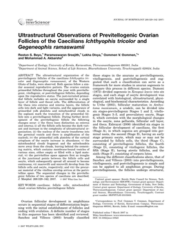 Ultrastructural Observations of Previtellogenic Ovarian Follicles of the Caecilians Ichthyophis Tricolor and Gegeneophis Ramaswamii