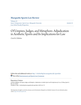 Of Umpires, Judges, and Metaphors: Adjudication in Aesthetic Sports and Its Implications for Law Chad M