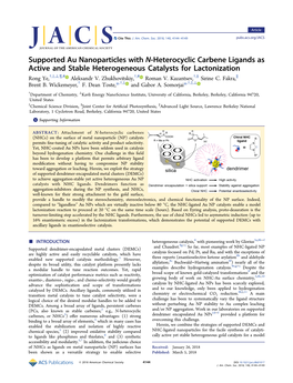 Supported Au Nanoparticles with N-Heterocyclic Carbene Ligands As