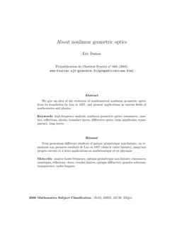 About Nonlinear Geometric Optics