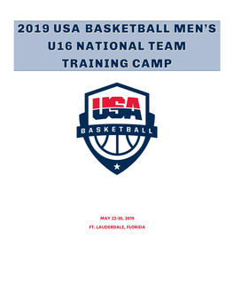 2019 Usa Basketball Men's U16 National Team Training Camp