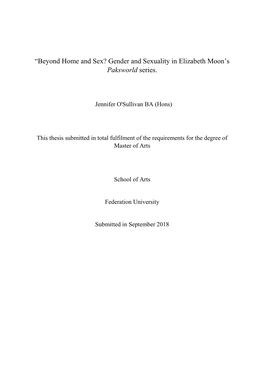 “Beyond Home and Sex? Gender and Sexuality in Elizabeth Moon's