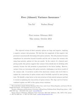 Free (Almost) Variance Insurance ∗