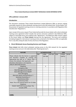 Direct Wholesale Access Reference for International Roaming