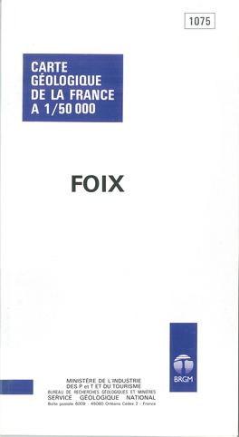 Carte Géologique De La Franc.E a 1/50000 Foix