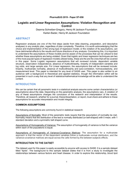 Logistic and Linear Regression Assumptions