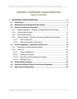 Lake Simcoe: Chapter 2 Watershed Characterization