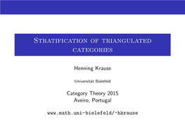 Stratification of Triangulated Categories