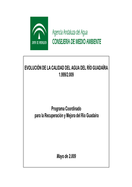 Evolución De La Calidad Del Agua Del Río Guadaíra 1.999/2.009