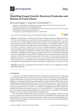 Modelling Fungal Growth, Mycotoxin Production and Release in Grana Cheese