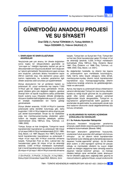 Güneydoğu Anadolu Projesi Ve Su Siyaseti