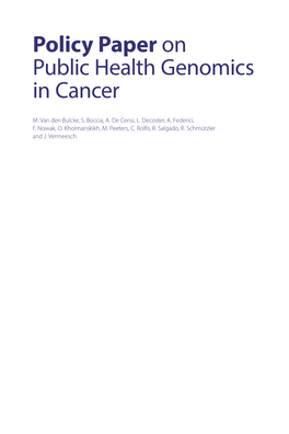 Policy Paper on Public Health Genomics in Cancer