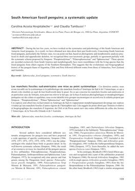 South American Fossil Penguins: a Systematic Update