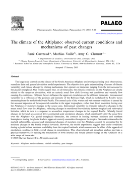 The Climate of the Altiplano: Observed Current Conditions and Mechanisms of Past Changes