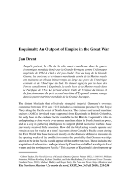 Esquimalt: an Outpost of Empire in the Great War
