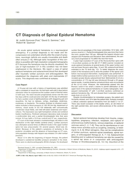 CT Diagnosis of Spinal Epidural Hematoma