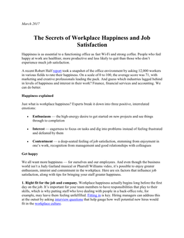 The Secrets of Workplace Happiness and Job Satisfaction