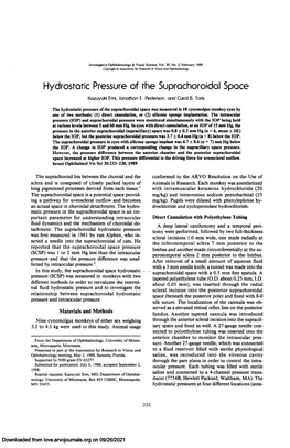 Hydrostatic Pressure of the Suprachoroidal Space