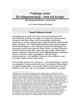 Frødings Union: En Folkgemenskap - Med Två Kungar.R Samförståndsdiktaren I Unionsstrid