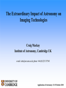The Extraordinary Impact of Astronomy on Imaging Technologies