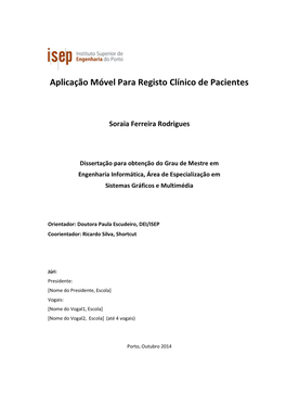 Aplicação Móvel Para Registo Clínico De Pacientes