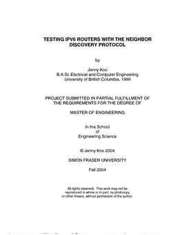 Testing Ipv6 Routers with the Neighbor Discovery Protocol