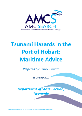 Tsunami Hazards in the Port of Hobart: Maritime Advice