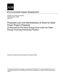 IEE: Thailand: Solar Power Project