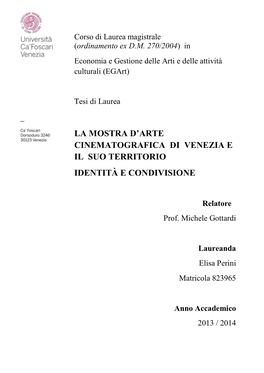 La Mostra D'arte Cinematografica Di Venezia