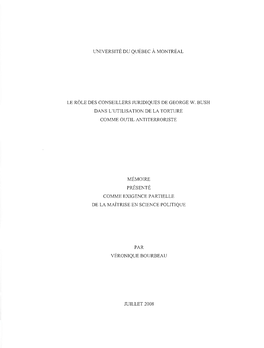 Le Rôle Des Conseillers Juridiques De George W. Bush Dans L'utilisation