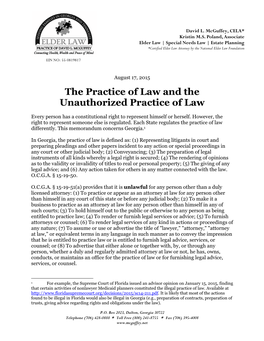 The Unauthorized Practice of Law