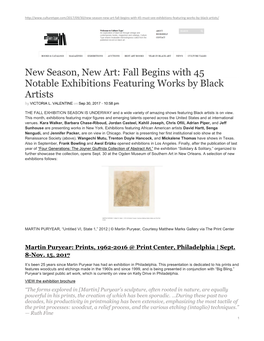 New Season, New Art: Fall Begins with 45 Notable Exhibitions Featuring Works by Black Artists by VICTORIA L