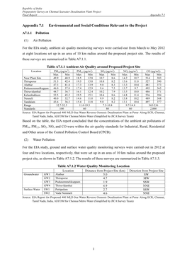 Appendix 7.1 Environmental and Social Conditions Relevant to the Project