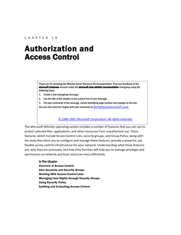 Authorization and Access Control