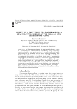 Motion of a Point Mass in a Rotating Disc