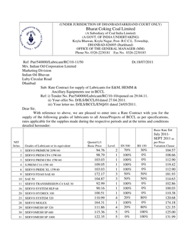 Bharat Coking Coal Limited (A Subsidiary of Coal India Limited) (A GOVT