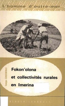 Fokon'olona Et Collectivités Rurales En Imerina