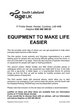 Equipment to Make Life Easier